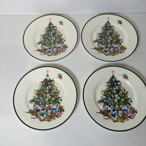 Cerno Elizabethan Seasons Greetings Staffordshire England 8" Salad Plate 4 pcs
